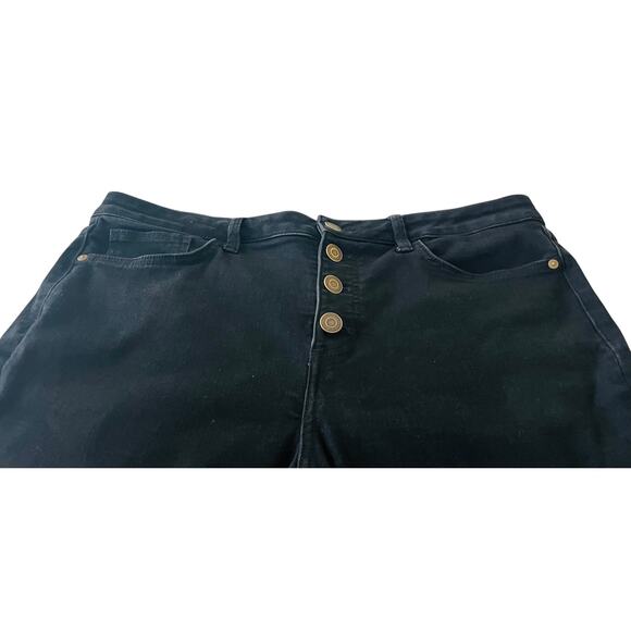 LAUREN CONRAD HI-RISE STRAIGHT LEG JEANS, WOMEN, 16 SKINNY-BLACK, 4 FRONT BUTTON - Picture 3 of 12